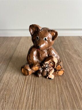 Ike & Sandy Spillman Hand-Painted Brown Teddy Bear Figurine